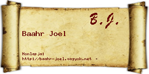 Baahr Joel névjegykártya
